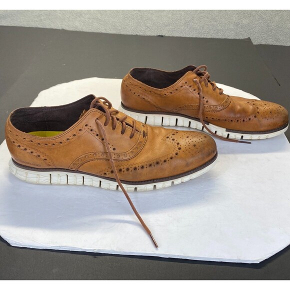 Cole Haan Zerogrand Men’s Size 10.5 M Brown Leather Wingtip Oxford Shoes C14493 - Picture 2 of 16